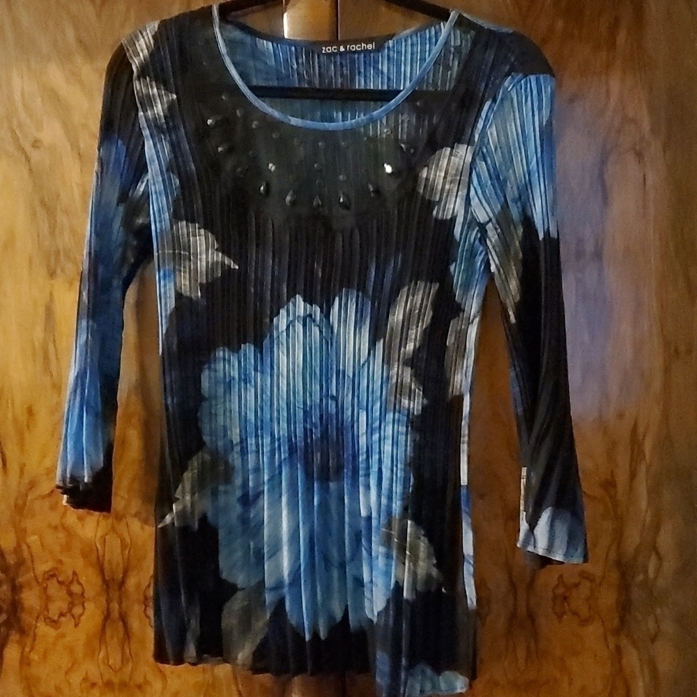 zac and Rachel Floral Crepe Blouse Sz Small
